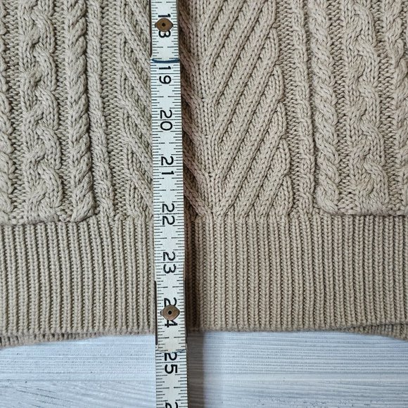 Vertical Design Camel Cream Eggshell Cable Knit Sweater w/ Front Pockets EUC! XL - Picture 10 of 12